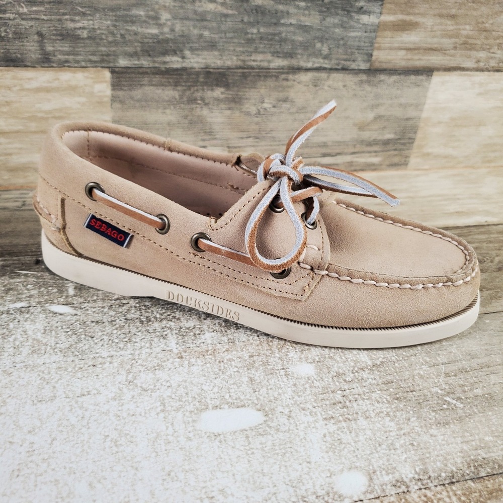 Sebago Portland Womens Boat Shoes Sz 5 Beige Camel Taffy Suede Lace Up Sneakers
